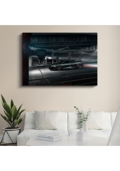 Audi R8 - Karanlık Otoparkta Lüks Spor Otomobil Kanvas Tablo