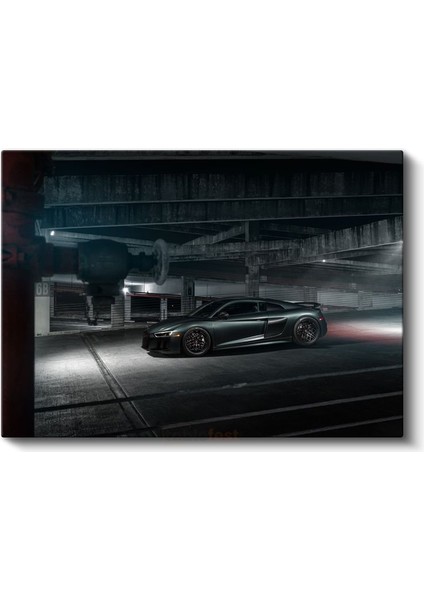 Audi R8 - Karanlık Otoparkta Lüks Spor Otomobil Kanvas Tablo fiyatları