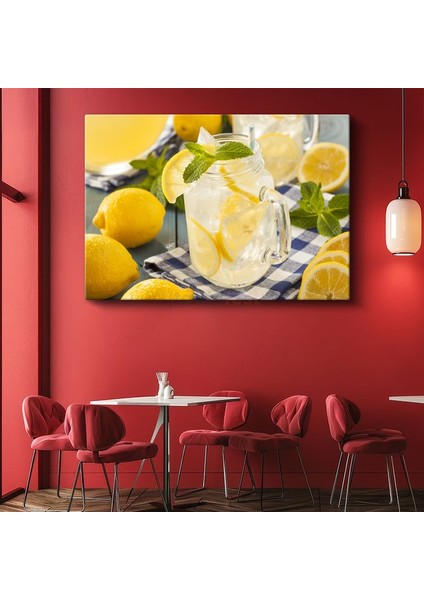 Ferahlatıcı Limonata - Nane Yaprakları ve Limon Dilimleriyle Süslenmiş Içecek Kanvas Tablo