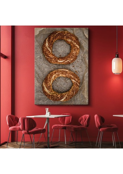 Fırından Taze - El Yapımı Simit Kanvas Tablo
