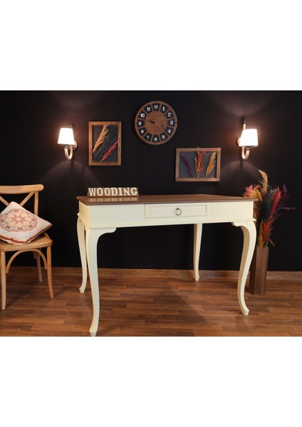 100 cm Çekmeceli Masif Krem Naturel Çalışma Masası fiyatları