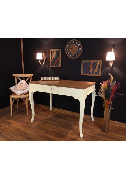 100 cm Çekmeceli Masif Krem Naturel Çalışma Masası modelleri