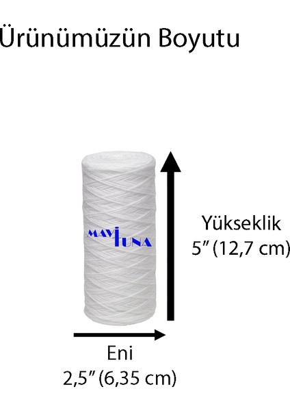 10 Adet 5″ Inç (12,7 Cm) Ip Iplik Sargılı Su Arıtma Kartuş Filtresi – Standart 5"×2.5″ fiyatları