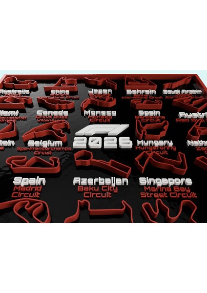 F1 2026 Takvimi 3 Boyutlu Pist Tablosu modelleri