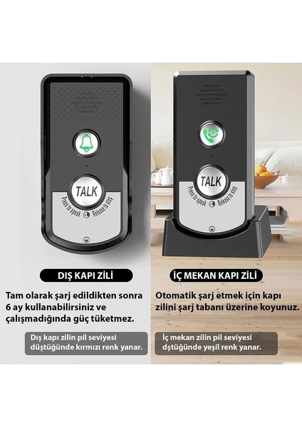 Telsiz Uzun Menzilli Kablosuz Kapı Zili Ünitesi Su Geçirmez Interkom Elektronik Kablosuz 2 Yönlü Ses Iletimi