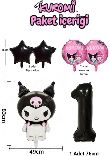1 Yaş Kuromi Balon Set Doğum Günü Balon Seti Siyah Rakam Yıldız Helyum Uyumlu Uçan Balon fiyatları