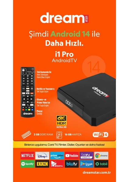 i1 Pro Android TV Box, Android 14, 6K Ultra HD