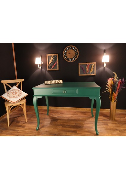 100 cm Çekmeceli Masif Yeşil Çalışma Masası