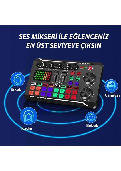 Stüdyo Ses Mikseri Şarjlı Dj Canlı Yayın Kondenser Mikrofon Bağlantısı F998 Bluetooth Bağlantısı