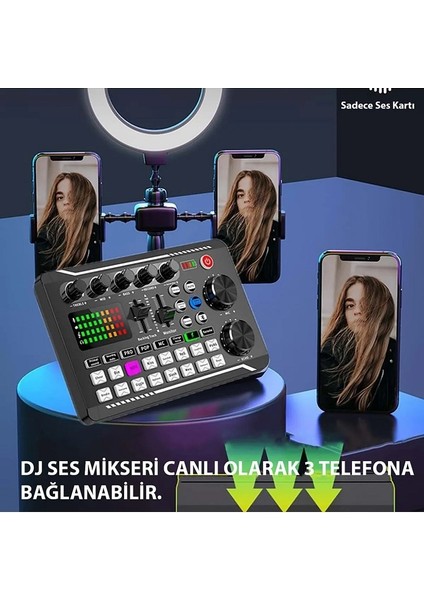 Stüdyo Ses Mikseri Şarjlı Dj Canlı Yayın Kondenser Mikrofon Bağlantısı F998 Bluetooth Bağlantısı