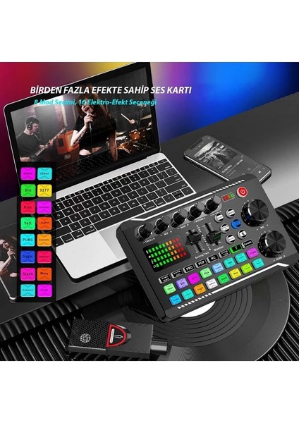 Stüdyo Ses Mikseri Şarjlı Dj Canlı Yayın Kondenser Mikrofon Bağlantısı F998 Bluetooth Bağlantısı