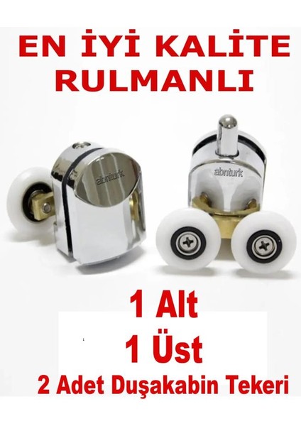 Süper Kromajlı 2 Adet ( 1 Alt - 1 Üst ) Duşakabin Tekerleği Cam Kabin Tekeri Rulman Çift Tekerli