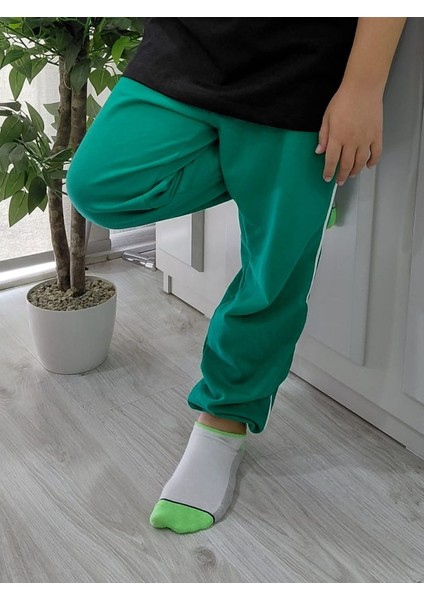 Yüksek Kalite Beli Bağcıklı Pamuklu Koyu Yeşil Erkek Çocuk Eşofman Altı