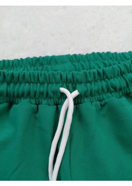 Yüksek Kalite Beli Bağcıklı Pamuklu Koyu Yeşil Erkek Çocuk Eşofman Altı
