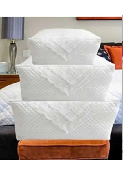 Incili Saten Beyaz Yorgan Yastık Kazak Hurcu Kapitoneli Çeyizlik Boçalık Büyük Orta Küçük Boy