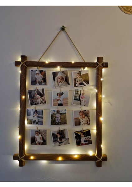 Anı Çerçevesi Ceviz Ağacı Hediyelik 12 Fotoğraflık Anı Çerçevesi | 10X10 cm Boyutuna Uygun