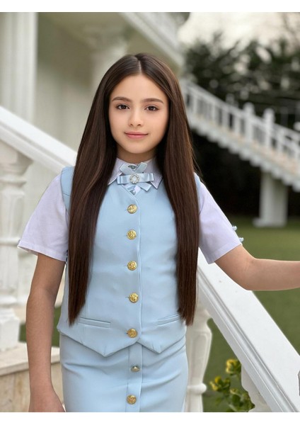 Kız Çocuk Gömlek-Etek-Ceket-Broş Bayramlık Alt Üst 4 Parça Takım fırsatları