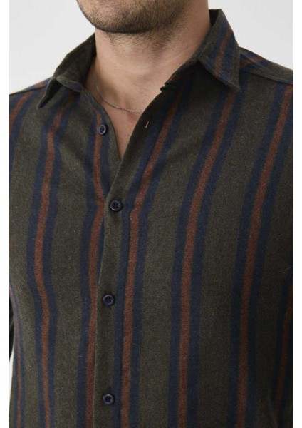 Uzun Kollu Slim Fit Çizgili Erkek Gömlek modelleri