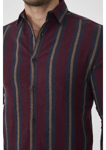 Uzun Kollu Slim Fit Çizgili Erkek Gömlek modelleri