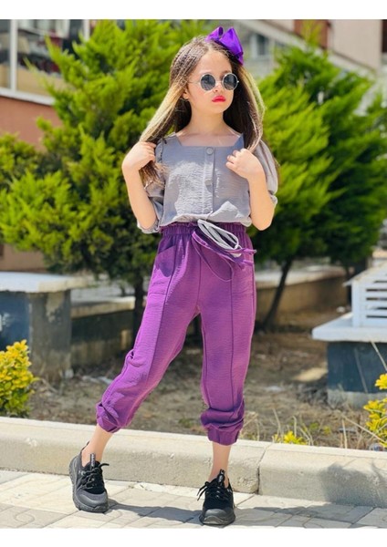 Bluz Pantolon Toka 3'lü Yazlık Kız Çocuk Alt Üst Takım - Bayramlık fırsatları