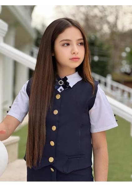 Kız Çocuk Gömlek-Etek-Ceket-Broş Bayramlık Alt Üst 4 Parça Takım modelleri