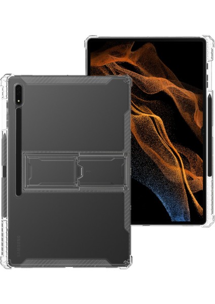 Samsung Galaxy Tab S8 Ultra 14.6'' SM-X900 Kılıf Kickstand Darbe Korumalı Dropcase Kalemlikli Tpu Tank Silikon