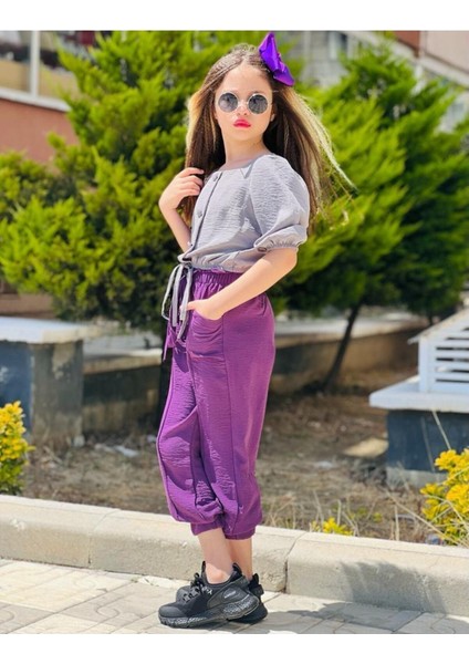 Bluz Pantolon Toka 3'lü Yazlık Kız Çocuk Alt Üst Takım - Bayramlık