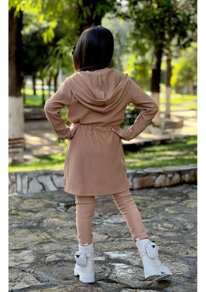 Kız Çocuk Kapüşonlu Hırka / Tayt / Kısa Kol Badi Fitilli 3'lü Takım fiyatları