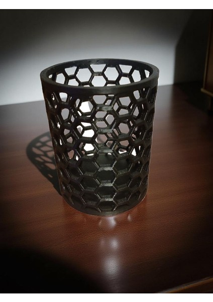 3D Baskı Petek Desenli Kalemlik | Siyah | Masaüstü Organizer | Modern Tasarım fiyatları