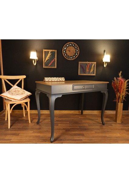 110 cm Çekmeceli Masif Antrasit Naturel Çalışma Masası modelleri