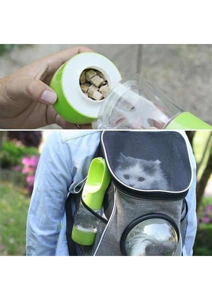 Buffer® Taşınabilir Mama Hazneli Evcil Hayvan Suluğu Seyahat Kabı Kilitlenebilen Su Sızdırmaz 380ML