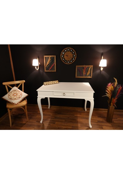 110 cm Çekmeceli Masif Beyaz Çalışma Masası modelleri