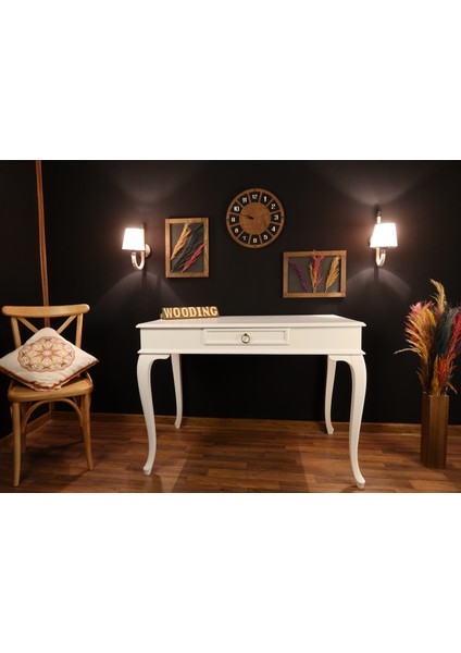 110 cm Çekmeceli Masif Beyaz Çalışma Masası indirimleri