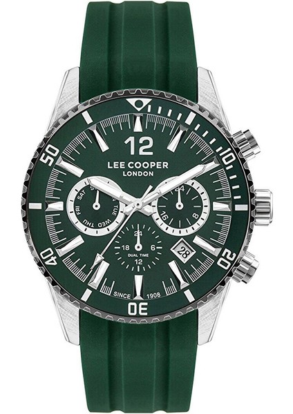 LC07628.377 Erkek Kol Saati | 42 mm Açık Yeşil Kadran, Çelik Kasa, Silikon Kordon, Sportif Multifonksiyon