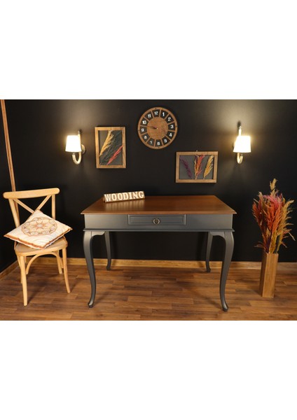 110 cm Çekmeceli Masif Antrasit Ceviz Çalışma Masası fiyatları