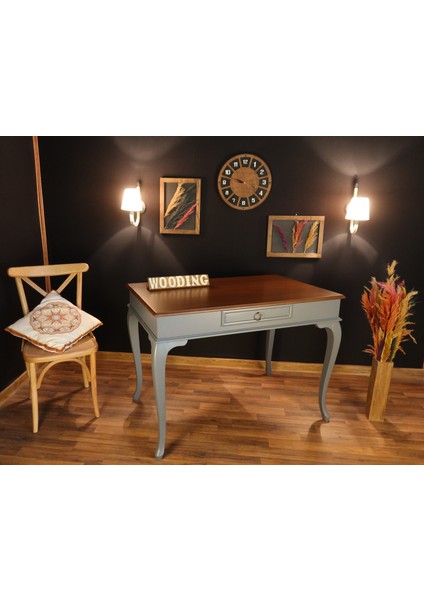 110 cm Çekmeceli Masif Gri Ceviz Çalışma Masası modelleri