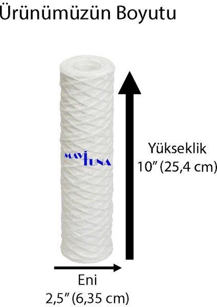 10 Adet 10″ Inç (25,4 Cm) Ip Iplik Sargılı Su Arıtma Kartuş Filtresi – Standart 10"×2.5″ fiyatları