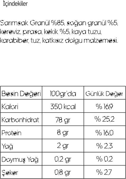 Sarımsak Çeşnisi ( Doğal Taşköprü Sarımsak ve Gerçek Sebze Karışımı ) 800 gr fırsatları