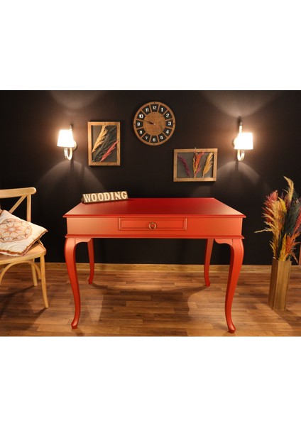 110 cm Çekmeceli Masif Kırmızı Çalışma Masası fiyatları