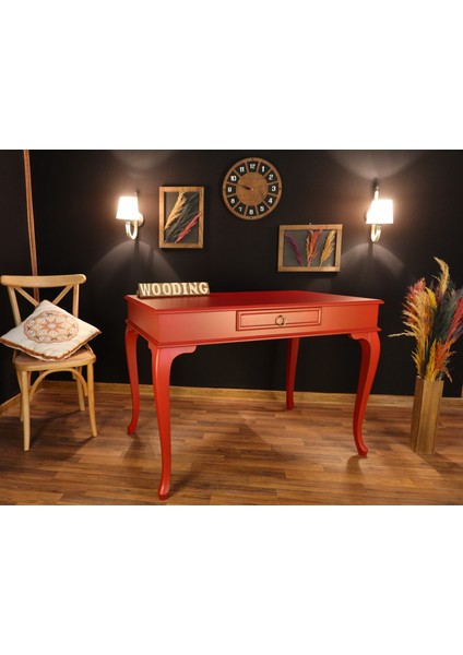 110 cm Çekmeceli Masif Kırmızı Çalışma Masası fırsatları