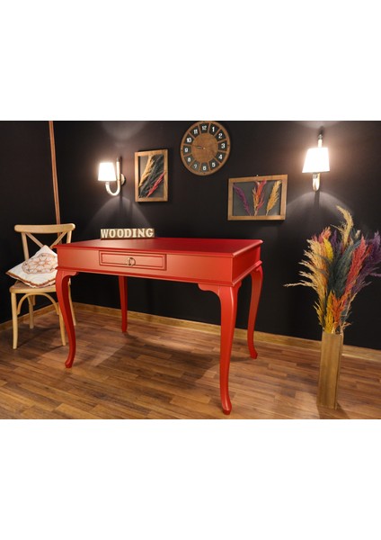 110 cm Çekmeceli Masif Kırmızı Çalışma Masası indirimleri