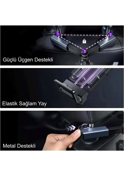 Araç Arka Koltuk Evrensel Tablet ve Telefon Tutucu Araba Kafalık 12.9 Inç 360° Dönebilir fırsatları