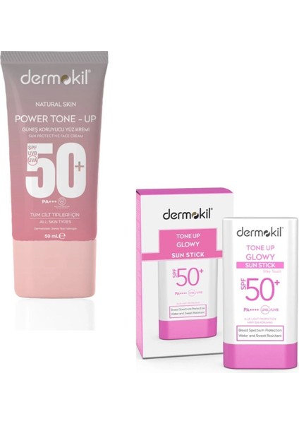 Power Tone-Up 50+Spf Yüz Güneş Kremi&ton Up Glowy Stick 50+Spf Güneş Koruyucu 2’li Set