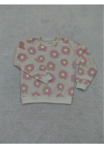 Çiçek Desenli Pamuklu Kız Çocuk Sweatshirt fiyatları