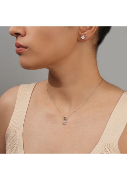 925 Ayar Rodyum Kaplama Zirkon Taşlı Yıldız Gümüş Set fiyatları