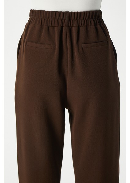 Likra Serisi Flex Bel Lastikli Esnek Kahverengi Palazzo Pantolon indirimleri