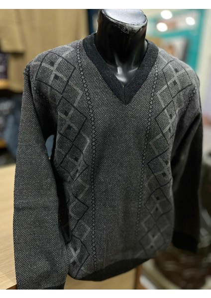 Erkek Triko V Yaka Desenli Kazak fiyatları