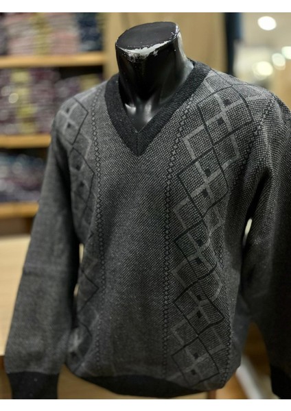 Erkek Triko V Yaka Desenli Kazak modelleri