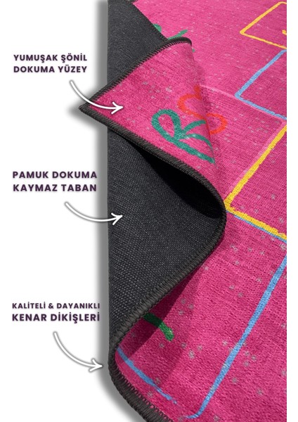 Seksek Desenli Çocuk Odası Bebek Odası Halısı Kaymaz Yıkanabilir Antialerjik Dijital Baskılı Halı indirimleri