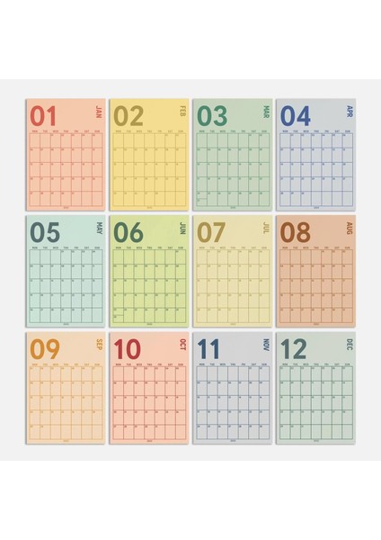 2026 Duvar Takvimi, A4, 33X48 Cm, Poster Takvim, Aylık Planlayıcı Takvim, Boho Renkler